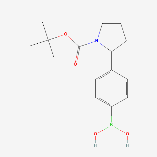 [4-[1-[(2-methylpropan-2-yl)oxycarbonyl]pyrrolidin-2-yl]phenyl]boronic acid (CAS: 1027103-15-6) - Chemical Structure and Molecular Formula 