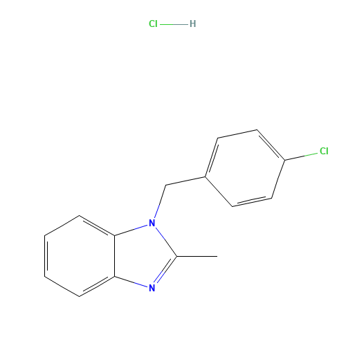 1-[(4-chlorophenyl)methyl]-2-methylbenzimidazole;hydrochloride (CAS: 74298-63-8) - Chemical Structure and Molecular Formula 