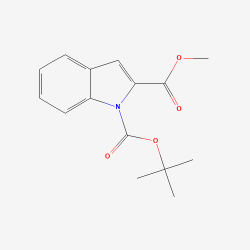 1-O-tert-butyl 2-O-methyl indole-1,2-dicarboxylate (CAS: 163229-48-9) - Chemical Structure and Molecular Formula 