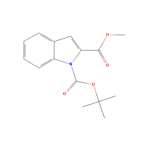 1-O-tert-butyl 2-O-methyl indole-1,2-dicarboxylate (CAS: 163229-48-9) - Chemical Structure and Molecular Formula 