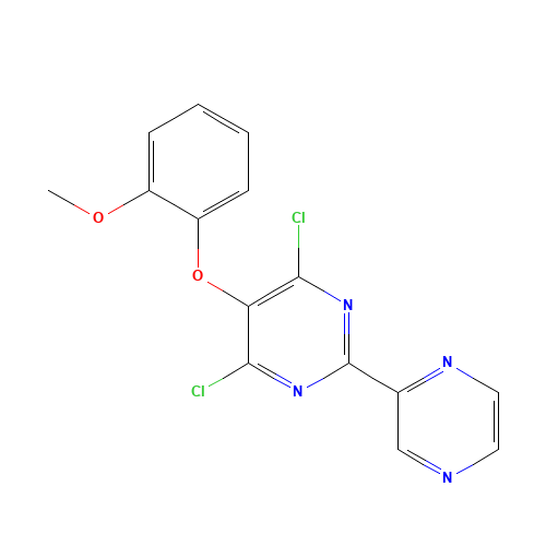 4,6-dichloro-5-(2-methoxyphenoxy)-2-pyrazin-2-ylpyrimidine (CAS: 473537-04-1) - Related Chemical Product