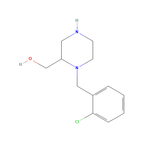 [1-[(2-chlorophenyl)methyl]piperazin-2-yl]methanol (CAS: 1267910-86-0) - Chemical Structure and Molecular Formula 