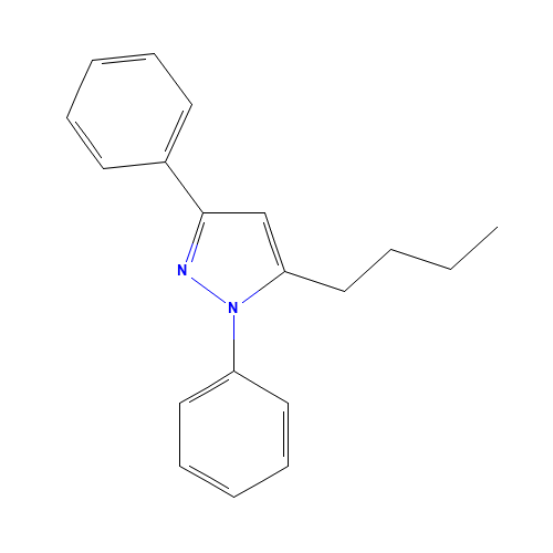 5-butyl-1,3-diphenylpyrazole (CAS: 16492-64-1) - Chemical Structure and Molecular Formula 