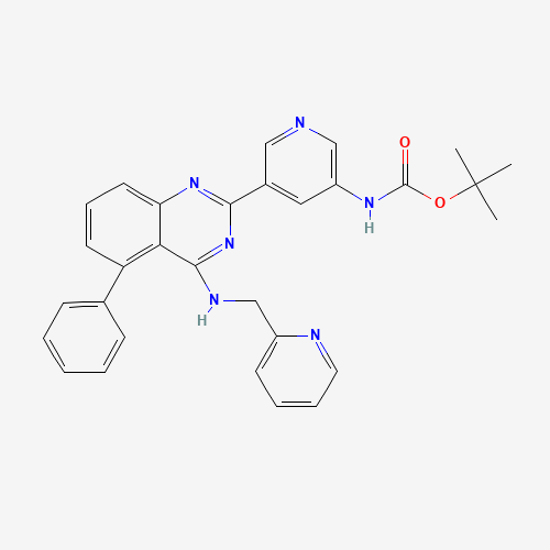 tert-butyl N-[5-[5-phenyl-4-(pyridin-2-ylmethylamino)quinazolin-2-yl]pyridin-3-yl]carbamate (CAS: 1272354-85-4) - Chemical Structure and Molecular Formula 
