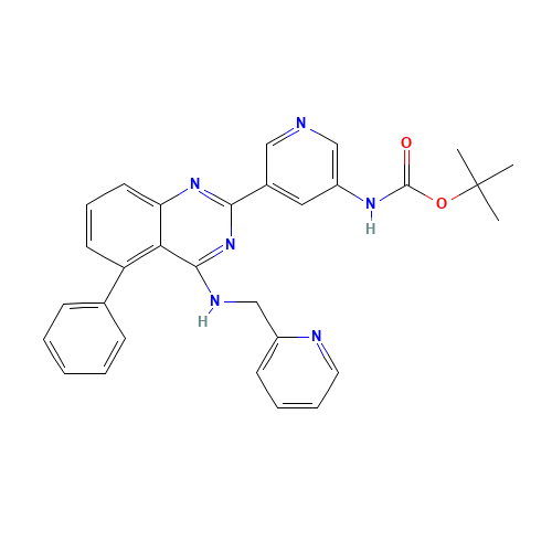 tert-butyl N-[5-[5-phenyl-4-(pyridin-2-ylmethylamino)quinazolin-2-yl]pyridin-3-yl]carbamate (CAS: 1272354-85-4) - Chemical Structure and Molecular Formula 