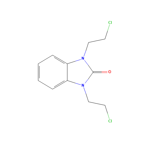 1,3-bis(2-chloroethyl)benzimidazol-2-one (CAS: 55470-74-1) - Chemical Structure and Molecular Formula 