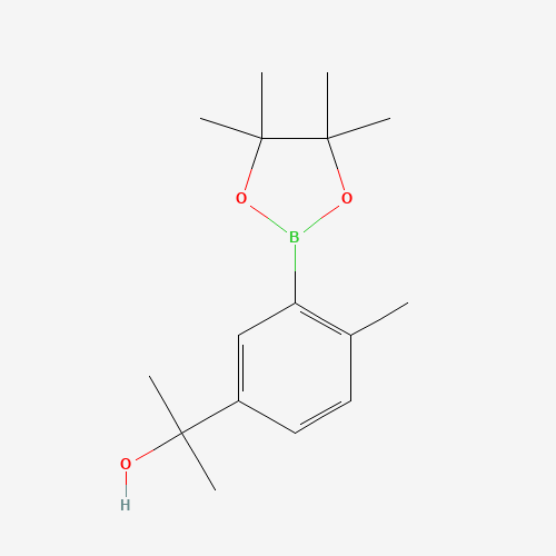 2-[4-methyl-3-(4,4,5,5-tetramethyl-1,3,2-dioxaborolan-2-yl)phenyl]propan-2-ol (CAS: 1345961-02-5) - Chemical Structure and Molecular Formula 