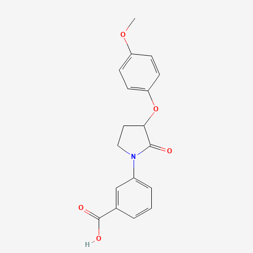 3-[3-(4-methoxyphenoxy)-2-oxopyrrolidin-1-yl]benzoic acid (CAS: 649774-25-4) - Chemical Structure and Molecular Formula 