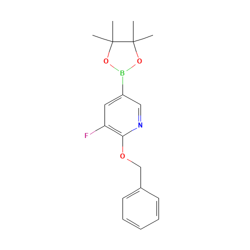 3-fluoro-2-phenylmethoxy-5-(4,4,5,5-tetramethyl-1,3,2-dioxaborolan-2-yl)pyridine (CAS: 1333222-45-9) - Chemical Structure and Molecular Formula 