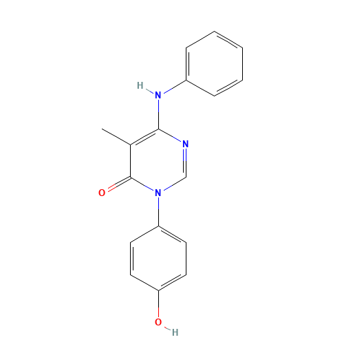 6-anilino-3-(4-hydroxyphenyl)-5-methylpyrimidin-4-one (CAS: 960299-09-6) - Related Chemical Product