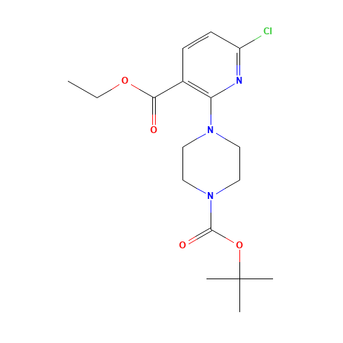 tert-butyl 4-(6-chloro-3-ethoxycarbonylpyridin-2-yl)piperazine-1-carboxylate (CAS: 1201675-60-6) - Chemical Structure and Molecular Formula 