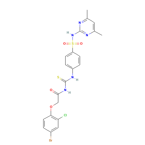 2-(4-bromo-2-chlorophenoxy)-N-[[4-[(4,6-dimethylpyrimidin-2-yl)sulfamoyl]phenyl]carbamothioyl]acetamide (CAS: 587841-73-4) - Related Chemical Product