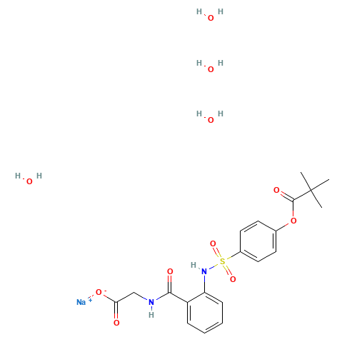 sodium;2-[[2-[[4-(2,2-dimethylpropanoyloxy)phenyl]sulfonylamino]benzoyl]amino]acetate;tetrahydrate (CAS: 201677-61-4) - Related Chemical Product
