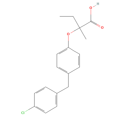 2-[4-[(4-chlorophenyl)methyl]phenoxy]-2-methylbutanoic acid (CAS: 71548-88-4) - Related Chemical Product