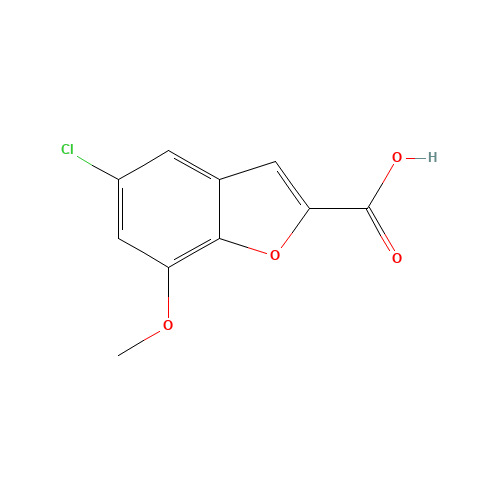 5-chloro-7-methoxy-1-benzofuran-2-carboxylic acid (CAS: 460044-74-0) - Chemical Structure and Molecular Formula 