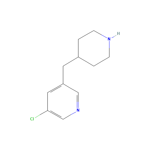 3-chloro-5-(piperidin-4-ylmethyl)pyridine (CAS: 1225218-76-7) - Chemical Structure and Molecular Formula 