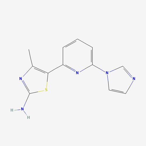 5-(6-imidazol-1-ylpyridin-2-yl)-4-methyl-1,3-thiazol-2-amine (CAS: 1163706-75-9) - Chemical Structure and Molecular Formula 