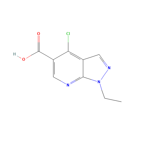 4-chloro-1-ethylpyrazolo[3,4-b]pyridine-5-carboxylic acid (CAS: 59060-16-1) - Chemical Structure and Molecular Formula 