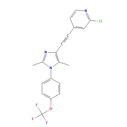 2-chloro-4-[2-[2,5-dimethyl-1-[4-(trifluoromethoxy)phenyl]imidazol-4-yl]ethynyl]pyridine (CAS: 871362-31-1) - Related Chemical Product