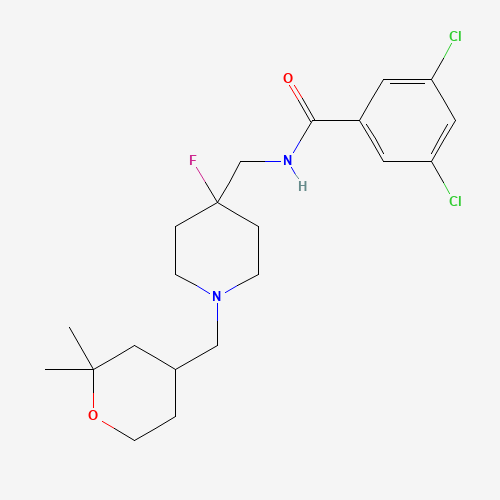 3,5-dichloro-N-[[1-[(2,2-dimethyloxan-4-yl)methyl]-4-fluoropiperidin-4-yl]methyl]benzamide (CAS: 918431-87-5) - Related Chemical Product
