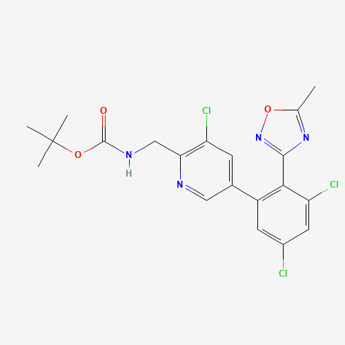 tert-butyl N-[[3-chloro-5-[3,5-dichloro-2-(5-methyl-1,2,4-oxadiazol-3-yl)phenyl]pyridin-2-yl]methyl]carbamate (CAS: 1048974-20-4) - Related Chemical Product