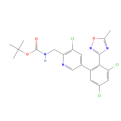 tert-butyl N-[[3-chloro-5-[3,5-dichloro-2-(5-methyl-1,2,4-oxadiazol-3-yl)phenyl]pyridin-2-yl]methyl]carbamate (CAS: 1048974-20-4) - Related Chemical Product