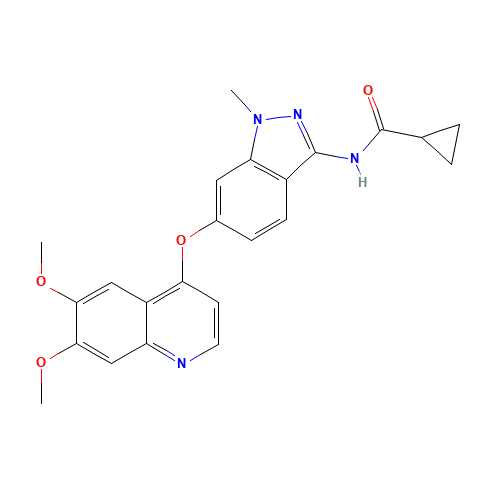 N-[6-(6,7-dimethoxyquinolin-4-yl)oxy-1-methylindazol-3-yl]cyclopropanecarboxamide (CAS: 862178-96-9) - Chemical Structure and Molecular Formula 