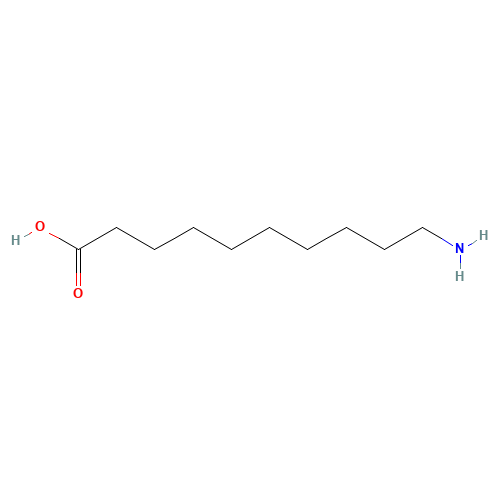 10-aminodecanoic acid (CAS: 13108-19-5) - Chemical Structure and Molecular Formula 