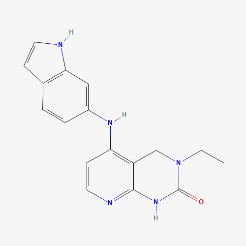 3-ethyl-5-(1H-indol-6-ylamino)-1,4-dihydropyrido[2,3-d]pyrimidin-2-one (CAS: 1265636-34-7) - Chemical Structure and Molecular Formula 