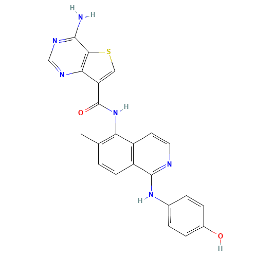 4-amino-N-[1-(4-hydroxyanilino)-6-methylisoquinolin-5-yl]thieno[3,2-d]pyrimidine-7-carboxamide (CAS: 1446111-56-3) - Related Chemical Product