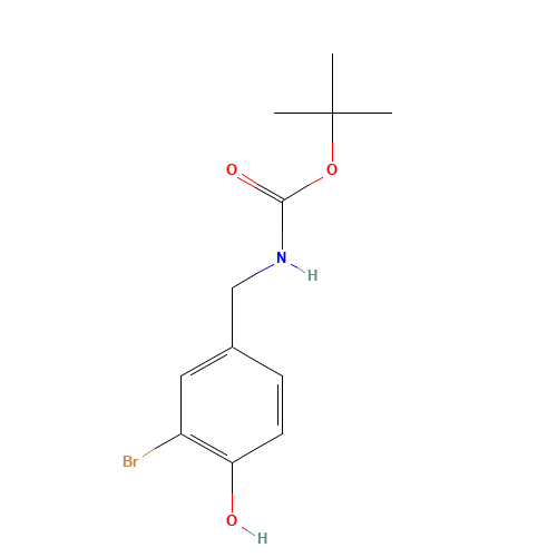 tert-butyl N-[(3-bromo-4-hydroxyphenyl)methyl]carbamate (CAS: 1313042-26-0) - Chemical Structure and Molecular Formula 