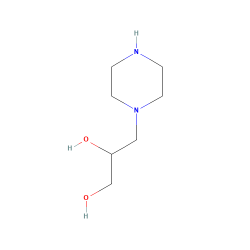 3-piperazin-1-ylpropane-1,2-diol (CAS: 7483-59-2) - Chemical Structure and Molecular Formula 