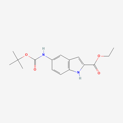 ethyl 5-[(2-methylpropan-2-yl)oxycarbonylamino]-1H-indole-2-carboxylate (CAS: 138730-80-0) - Chemical Structure and Molecular Formula 