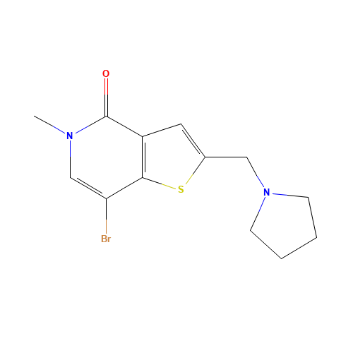 7-bromo-5-methyl-2-(pyrrolidin-1-ylmethyl)thieno[3,2-c]pyridin-4-one (CAS: 1610520-55-2) - Chemical Structure and Molecular Formula 