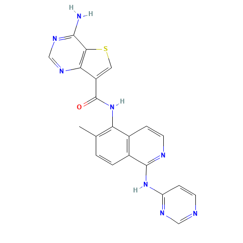 4-amino-N-[6-methyl-1-(pyrimidin-4-ylamino)isoquinolin-5-yl]thieno[3,2-d]pyrimidine-7-carboxamide (CAS: 1446111-91-6) - Related Chemical Product