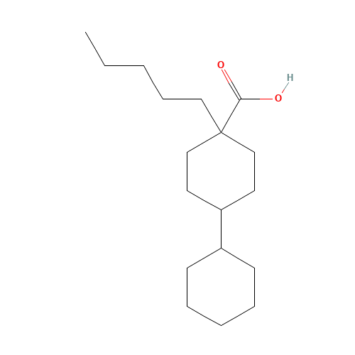 4-cyclohexyl-1-pentylcyclohexane-1-carboxylic acid (CAS: 1003712-28-4) - Chemical Structure and Molecular Formula 