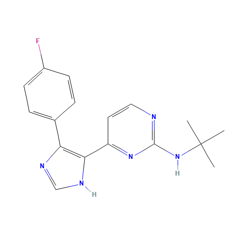 N-tert-butyl-4-[4-(4-fluorophenyl)-1H-imidazol-5-yl]pyrimidin-2-amine (CAS: 876521-38-9) - Related Chemical Product