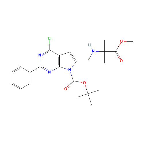 tert-butyl 4-chloro-6-[[(1-methoxy-2-methyl-1-oxopropan-2-yl)amino]methyl]-2-phenylpyrrolo[2,3-d]pyrimidine-7-carboxylate (CAS: 343633-04-5) - Related Chemical Product