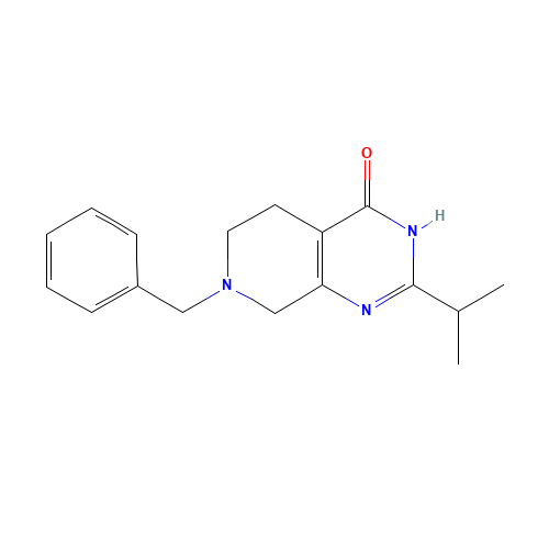 7-benzyl-2-propan-2-yl-1,5,6,8-tetrahydropyrido[3,4-d]pyrimidin-4-one (CAS: 1112190-18-7) - Chemical Structure and Molecular Formula 