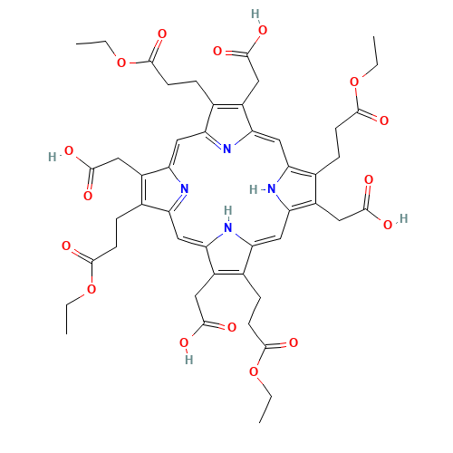 2-[7,12,17-tris(carboxymethyl)-3,8,13,18-tetrakis(3-ethoxy-3-oxopropyl)-21,22-dihydroporphyrin-2-yl]acetic acid (CAS: 54090-85-6) - Related Chemical Product