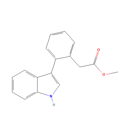 methyl 2-[2-(1H-indol-3-yl)phenyl]acetate (CAS: 958219-81-3) - Chemical Structure and Molecular Formula 