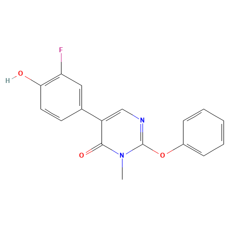 5-(3-fluoro-4-hydroxyphenyl)-3-methyl-2-phenoxypyrimidin-4-one (CAS: 960299-22-3) - Chemical Structure and Molecular Formula 
