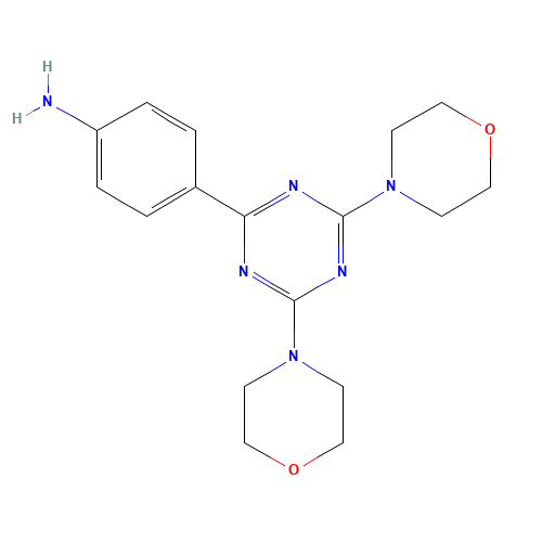 4-(4,6-dimorpholin-4-yl-1,3,5-triazin-2-yl)aniline (CAS: 1197159-91-3) - Chemical Structure and Molecular Formula 