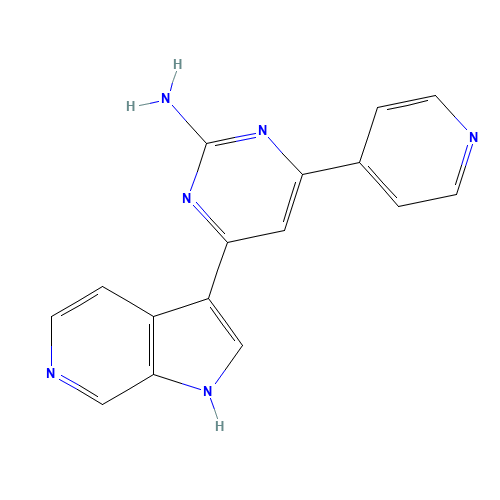 4-pyridin-4-yl-6-(1H-pyrrolo[2,3-c]pyridin-3-yl)pyrimidin-2-amine (CAS: 1373558-50-9) - Chemical Structure and Molecular Formula 