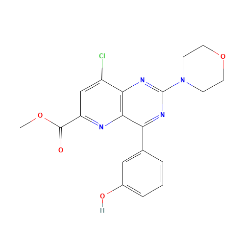 methyl 8-chloro-4-(3-hydroxyphenyl)-2-morpholin-4-ylpyrido[3,2-d]pyrimidine-6-carboxylate (CAS: 1240122-89-7) - Chemical Structure and Molecular Formula 