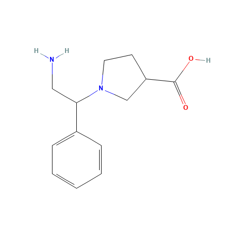 1-(2-amino-1-phenylethyl)pyrrolidine-3-carboxylic acid (CAS: 886364-11-0) - Chemical Structure and Molecular Formula 