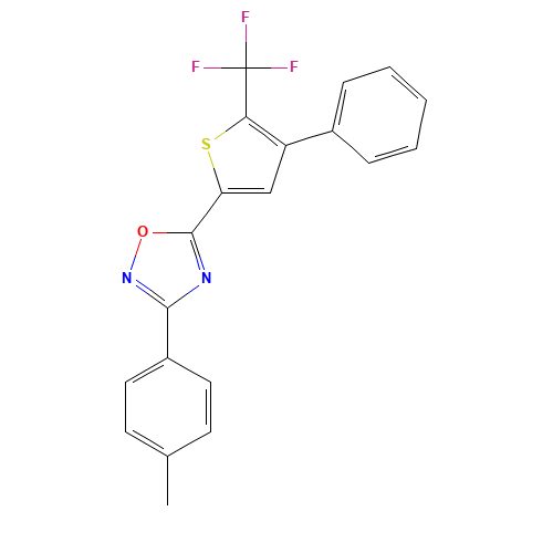 3-(4-methylphenyl)-5-[4-phenyl-5-(trifluoromethyl)thiophen-2-yl]-1,2,4-oxadiazole (CAS: 256414-84-3) - Chemical Structure and Molecular Formula 