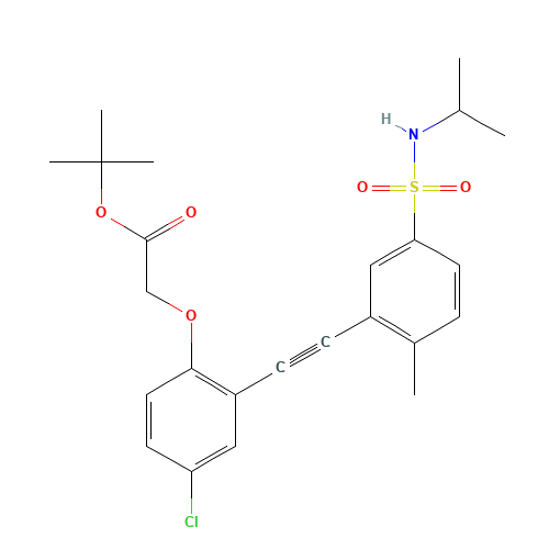 tert-butyl 2-[4-chloro-2-[2-[2-methyl-5-(propan-2-ylsulfamoyl)phenyl]ethynyl]phenoxy]acetate (CAS: 1240287-61-9) - Related Chemical Product