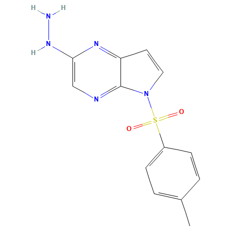 [5-(4-methylphenyl)sulfonylpyrrolo[2,3-b]pyrazin-2-yl]hydrazine (CAS: 1201186-57-3) - Chemical Structure and Molecular Formula 