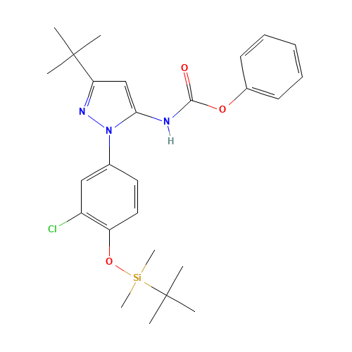 phenyl N-[5-tert-butyl-2-[4-[tert-butyl(dimethyl)silyl]oxy-3-chlorophenyl]pyrazol-3-yl]carbamate (CAS: 945995-00-6) - Related Chemical Product